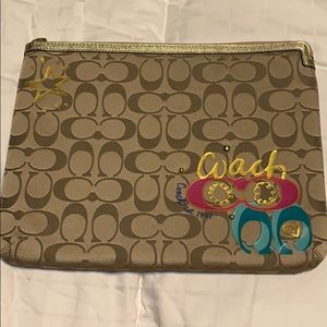 Coach IPad case with gold leather trim